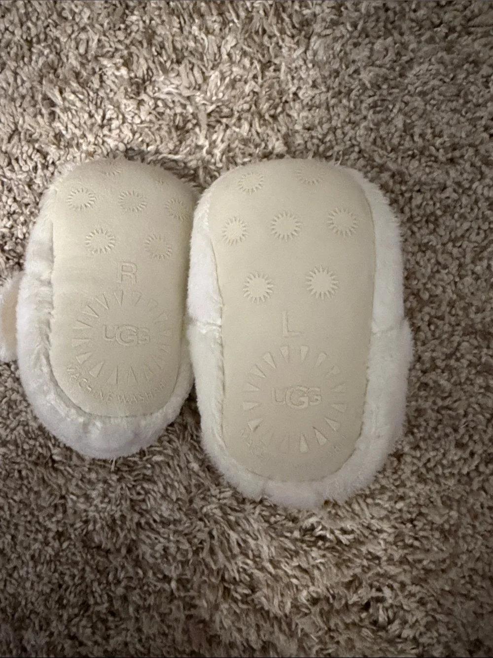 UGG Kids White Plush Bootie Slippers